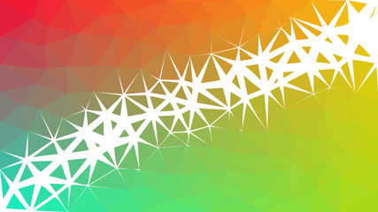 Triangular polygons colorful background. Abstract pattern with gradient and thick white cracks between elements