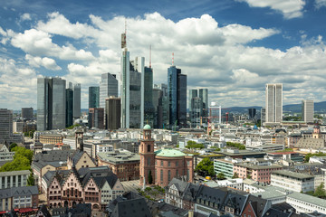 Big clouds over the skyline of Frankfurt