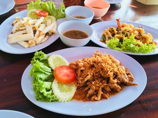 Squid salted egg fried