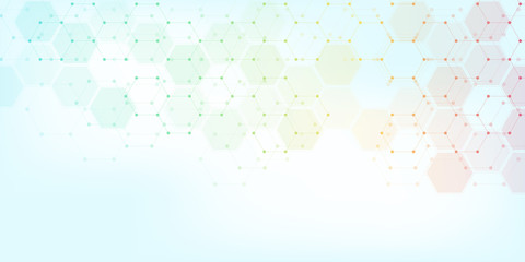Abstract medical background with hexagons pattern. Concepts and ideas for healthcare technology, innovation medicine, health, science and research.