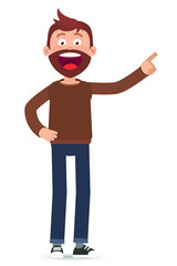 Vector flat style cartoon character. a man with a beard