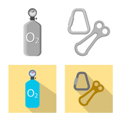 Vector design of mountaineering and peak sign. Collection of mountaineering and camp stock symbol for web.
