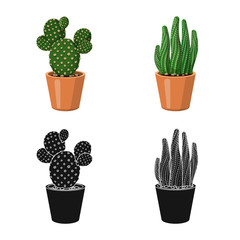 Vector illustration of cactus and pot symbol. Set of cactus and cacti stock vector illustration.
