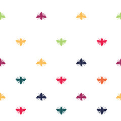 Fototapeta na wymiar Vector Rainbow Colored Bees Shapes on White seamless pattern background. Perfect for fabric, scrapbooking and wallpaper projects. 