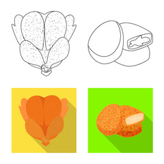 Isolated object of product and poultry symbol. Set of product and agriculture stock vector illustration.
