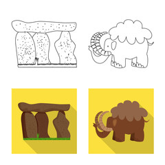 Isolated object of evolution and prehistory logo. Set of evolution and development stock vector illustration.