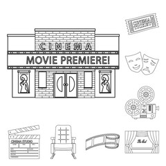 Naklejka premium Vector illustration of cinematography and studio sign. Collection of cinematography and entertainment vector icon for stock.