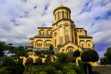 Fototapeta na wymiar Holy Trinity Cathedral of Tbilisi, Georgia. 8.15.2018