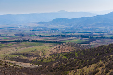 Scenic landscape with settlements, Armenia-Georgia border