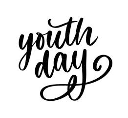 Lettering of International youth day yellow background slogan