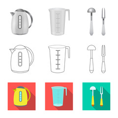 Isolated object of kitchen and cook icon. Collection of kitchen and appliance vector icon for stock.