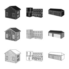 Vector illustration of facade and housing logo. Set of facade and infrastructure stock symbol for web.