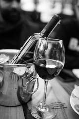 monochrome black and white red wine served romantic joyful table for special days