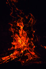 Fototapeta na wymiar ein großes leuchtendes Lagerfeuer in der Nacht