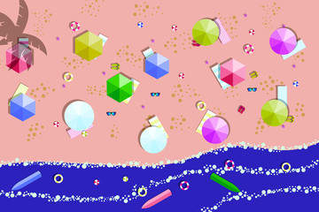 Sea view in summer. Beach and sand. Holidays, travel, vacation concept. Exotic island