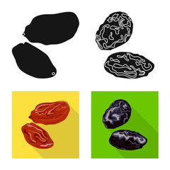 Isolated object of food and raw sign. Set of food and nature vector icon for stock.