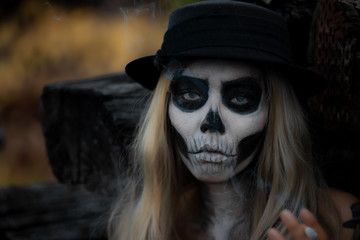 Portrait of woman make up ghost face,Mexico City’s Day of the Dead parade on Sunday honored those killed in two recent earthquakes,Thailand people,Ghost smoking