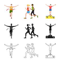 Vector design of sport  and winner icon. Set of sport  and fitness  vector icon for stock.