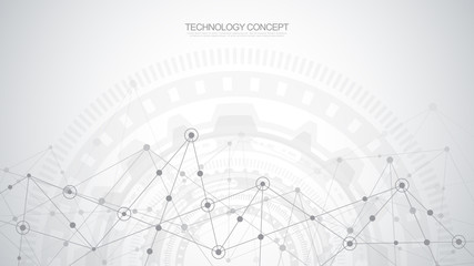 Abstract plexus background with connecting dots and lines. Global network connection, digital technology and communication concept.