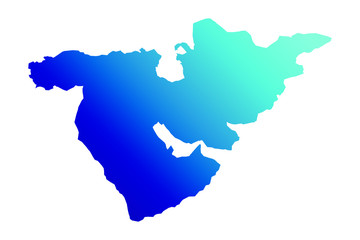 Middle Eeast colorful vector map silhouette