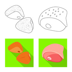 Isolated object of product and poultry logo. Collection of product and agriculture stock vector illustration.