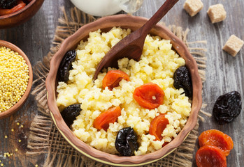 Millet porridge with dried fruits