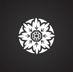 Flower pattern icon on background for graphic and web design. Simple illustration. Internet concept symbol for website button or mobile app.