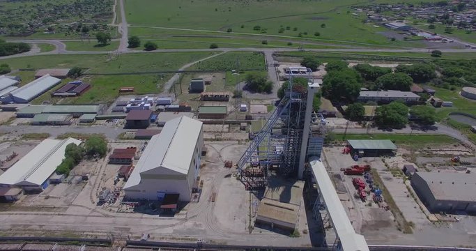 An aerial drone view of a closed, abandoned mine