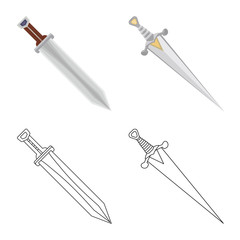 Vector design of game and armor sign. Collection of game and blade vector icon for stock.