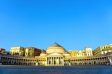 View of Piazza del Plebiscito in Naples, Italy
