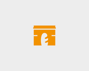 Paris triumphal arch bakery bread logo. Negative space baguette vector logotype.