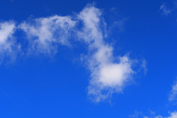 A group of fluffy white clouds in a blue sky