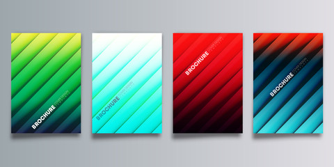 Set of colorful gradient cover with line shadows design for flyer, poster, brochure template, typography or other printing products