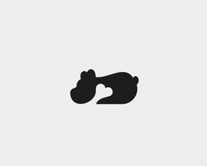 Dog food vector logo. Pet, bone negative space logotype.