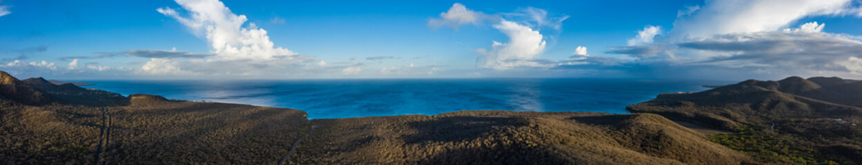 Aerial view over beach area Knip on the western side of  Curaçao/Caribbean /Dutch Antilles
