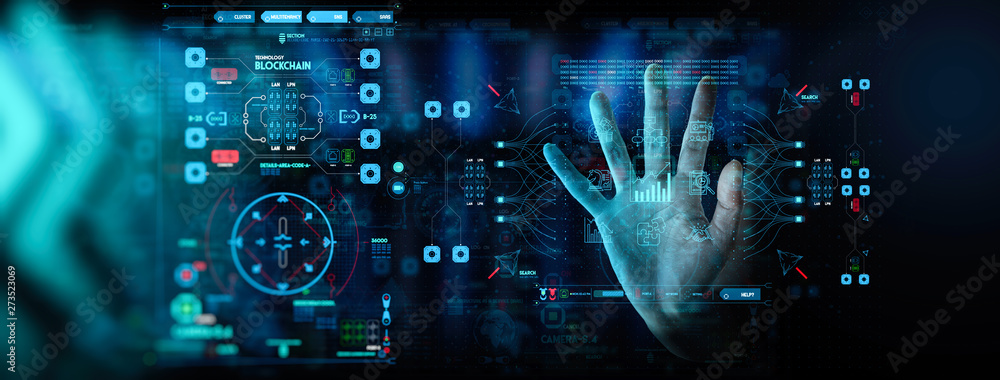 Poster hand working with Business data analytics process management with KPI financial charts and graph marketing dashboard.data science.