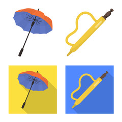 Isolated object of protection and closed icon. Set of protection and rainy stock vector illustration.