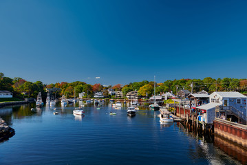 Fishing boats docked in Perkins Cove, Ogunquit, on coast of Maine south of Portland, USA © haveseen