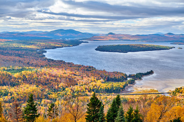 Mooselookmeguntic Lake at autumn view from Height of the Land viewpoint, Maine, USA.