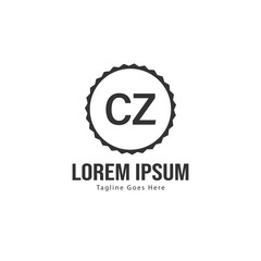 Initial CZ logo template with modern frame. Minimalist CZ letter logo vector illustration