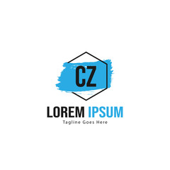 Initial CZ logo template with modern frame. Minimalist CZ letter logo vector illustration