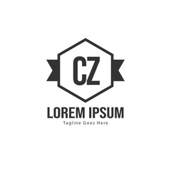 Initial CZ logo template with modern frame. Minimalist CZ letter logo vector illustration