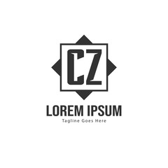 Initial CZ logo template with modern frame. Minimalist CZ letter logo vector illustration