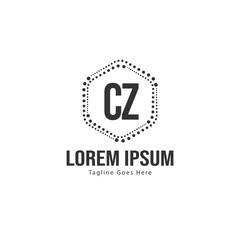 Initial CZ logo template with modern frame. Minimalist CZ letter logo vector illustration