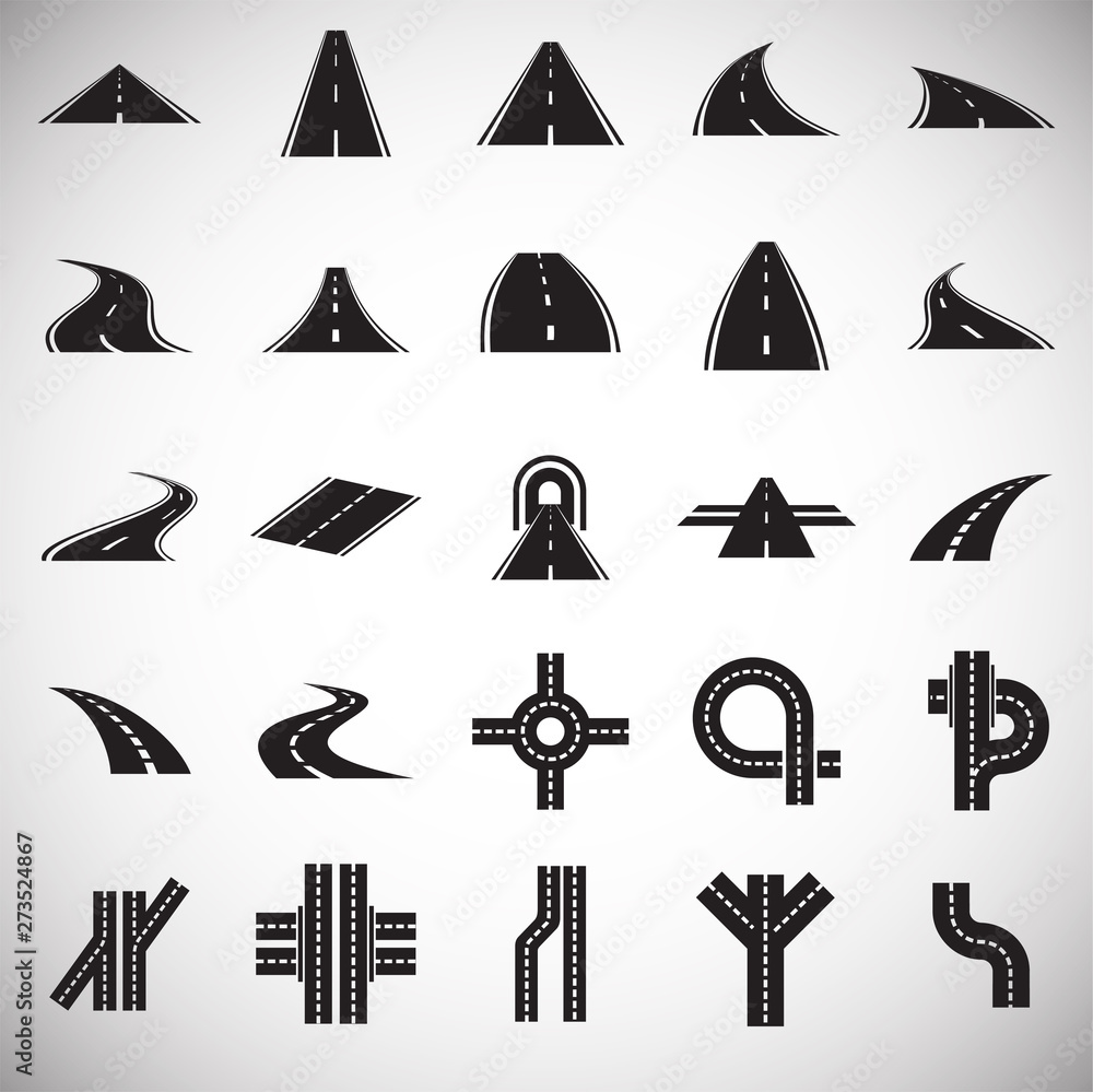 Poster roads icons set on background for graphic and web design. simple illustration. internet concept symb