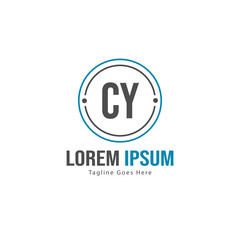 Initial CY logo template with modern frame. Minimalist CY letter logo vector illustration