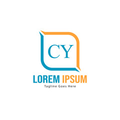 Initial CY logo template with modern frame. Minimalist CY letter logo vector illustration