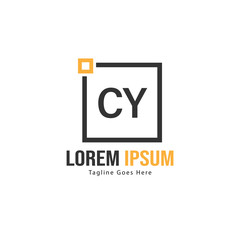 Initial CY logo template with modern frame. Minimalist CY letter logo vector illustration