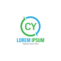 Initial CY logo template with modern frame. Minimalist CY letter logo vector illustration