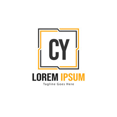 Initial CY logo template with modern frame. Minimalist CY letter logo vector illustration